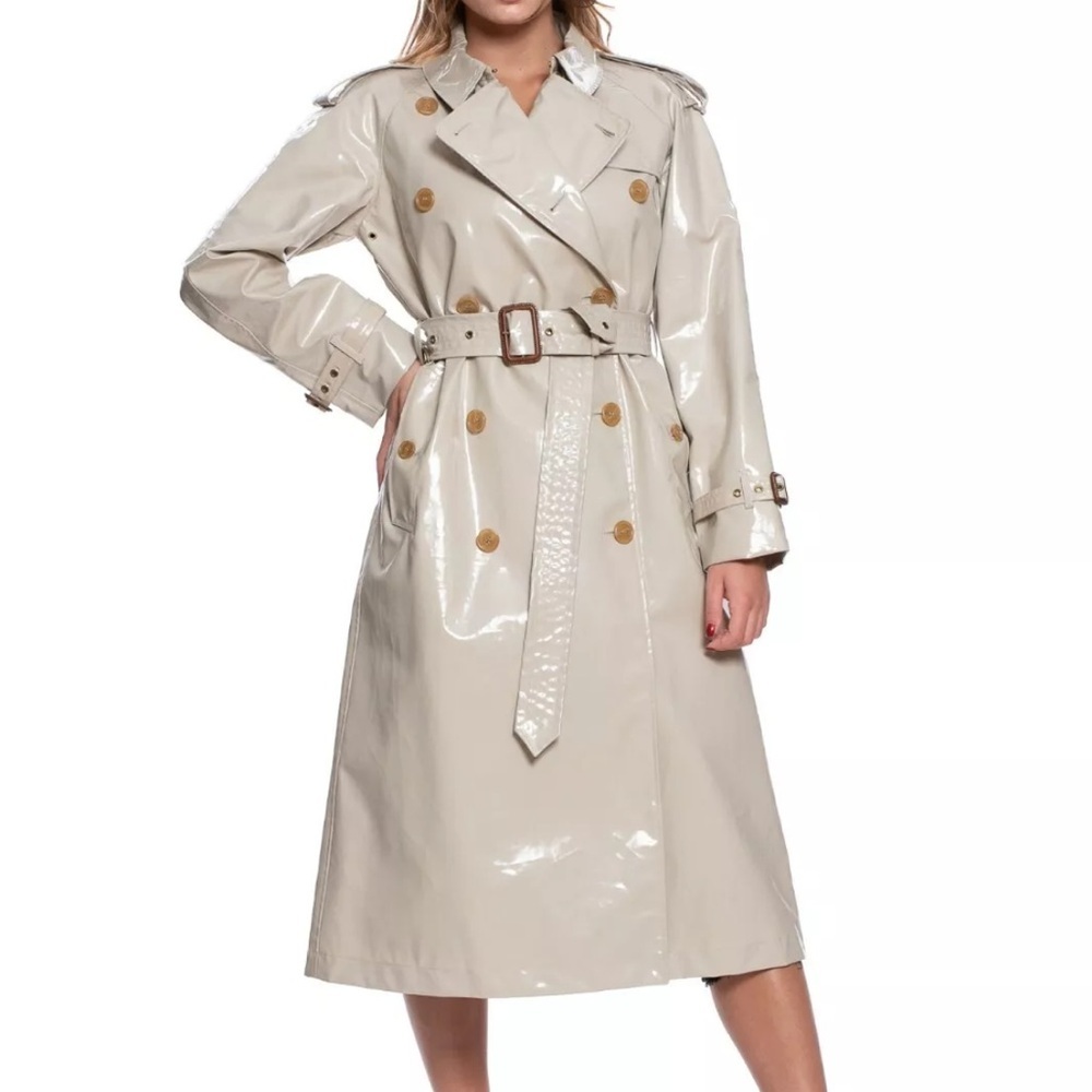 🇬🇧NWT Burberry Eastheath Vinyl Laminated Trench Coat Woman’s Size 12 - Picture 6 of 14